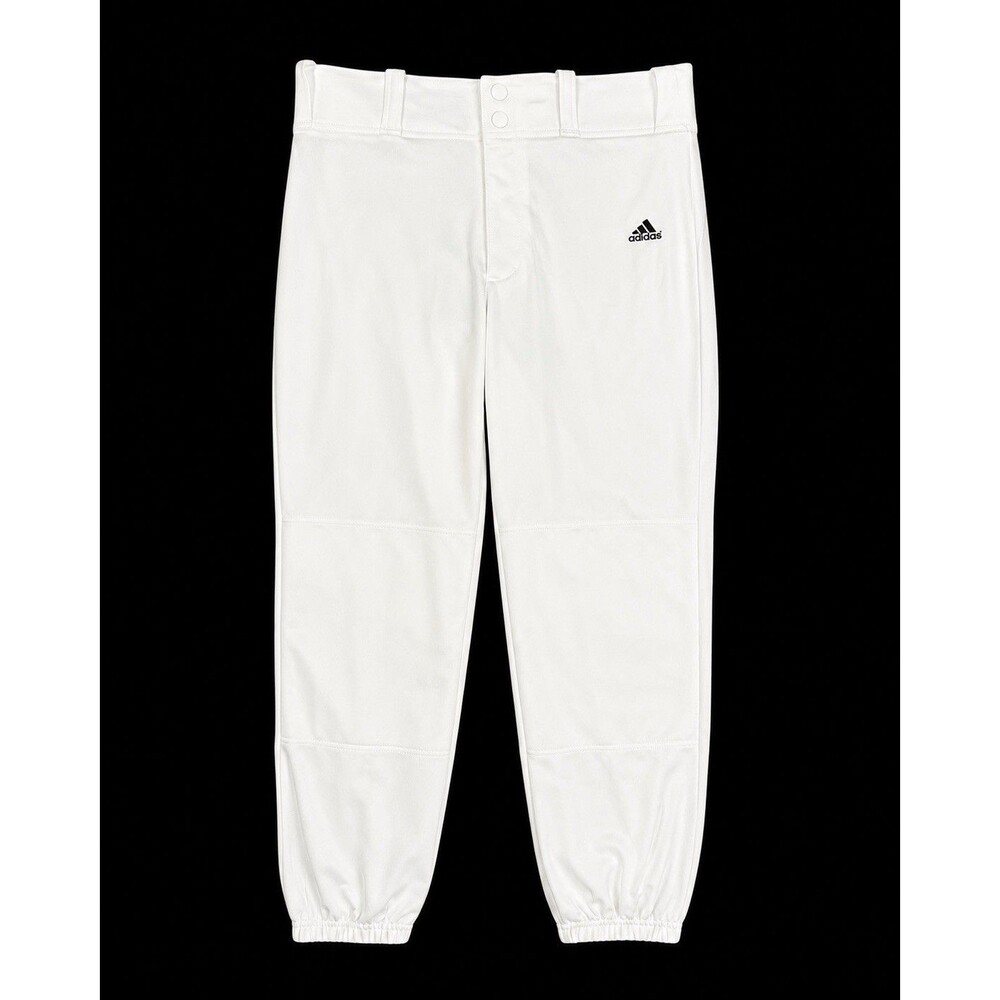 Adidas Boys Baseball Pants Large 13/14 White AEROREADY Relaxed Elastic Bottom